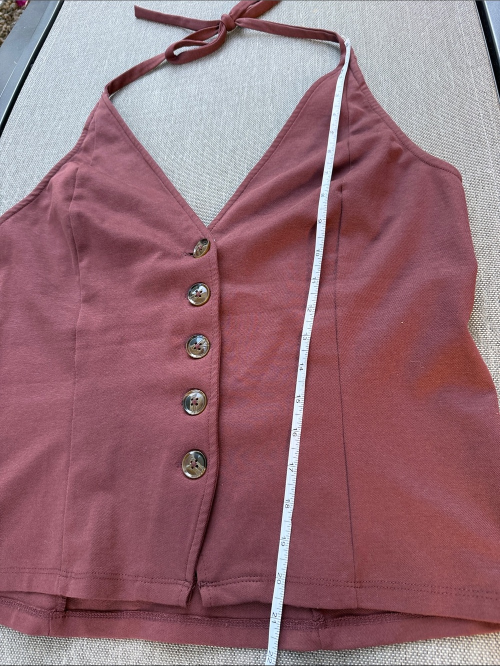 Anthropologie Raisin Brown Button-Front Halter Vest - Picture 4 of 5